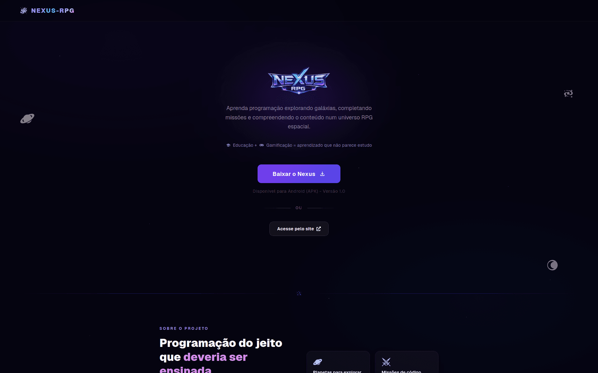 Captura de tela do projeto Nexus RPG